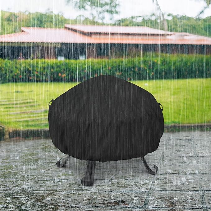 Unicook Round Fire Pit Cover 32 Inch, Heavy Duty Waterproof Firepit Cover Small, Patio Fire Table Cover, Fade and UV Resistant Material, All Weather Protection, 32" Dia x 14" H, Black