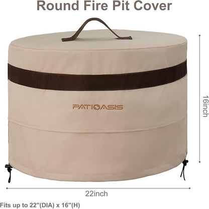 Waterproof Fire Pit Round Cover 22''D x 16''H Solo Stove Bonfire Shelter Protective Firepit Covers Durable Outdoor Furniture Cover for Solo Stove Yukon Accessories