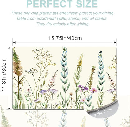 Placemats Set of 4 - Faux Leather Heat Resistant Placemats for Dinner Table, Non-Slip Waterproof Oil-Proof Washable Reusable Placemat for Indoor Outdoor Kitchen Decor, 15.75In*11.81In