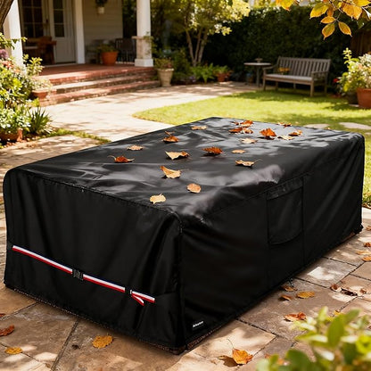 Rectangular Patio Furniture Covers,Upgraded 600D Heavy Duty Outdoor Furniture Covers Waterproof,Outdoor Sectional Dining Table and Chairs General Purpose Furniture Set Cover,88"L × 62"W × 28"H,Black