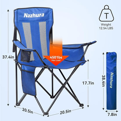 Nazhura 4 Pack Outdoor Camping Chairs Folding/Foldable/Portable - Image 3