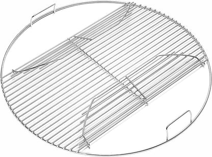 Hinged Cooking Grate for 22” Charcoal Grill, Round Charcoal Grate for Weber 7436, Grill Grate Replacement Part for Weber One-Touch, Smokey Mountain Cooker, 22" Kettle Charcoal Grill Parts with Handle