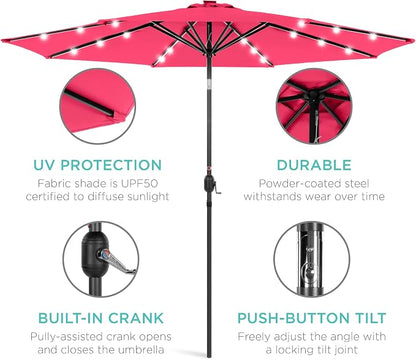 Best Choice Products 10ft Solar Polyester LED Lighted Patio Umbrella w/Tilt - Image 5