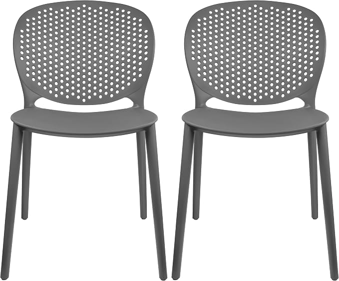 2xhome Set of 2 Patio Dining Chairs | Modern Stackable Outdoor Pool Side Chair by 2xhome