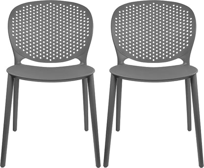 2xhome Set of 2 Patio Dining Chairs | Modern Stackable Outdoor Pool Side Chair by 2xhome