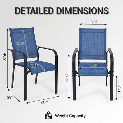 Patio Chairs Set of 8, Stackable Outdoor Dining Chairs, All Weather Breathable - Image 3