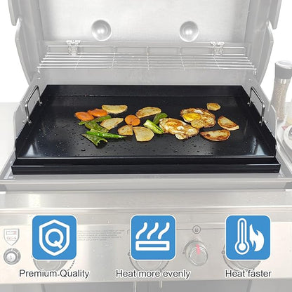 Universal Griddle Plate for Gas Grill – Premium Ceramic Coating Cooking Griddle for Gas Stove/Charcoal/Electric, 25x16 Inches, Flat Top Plate Insert for Outdoor Grill