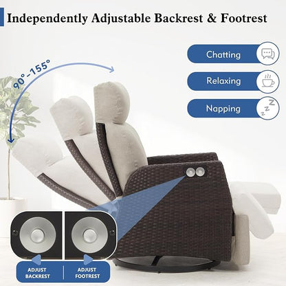 Outdoor Swivel Recliner Chair, Adjustable Patio Recliner, 2PK | Independent - Image 3