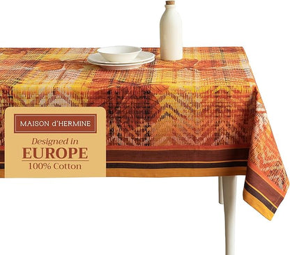 Maison d' Hermine Table Cloth Rectangle Table 100% Cotton 70 x 120 Inches Fall Tablecloth Reusable Everyday Use for Thanksgiving Christmas Decorations Dining Farmhouse Party (Thanksgiving Tartan)