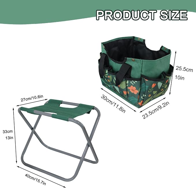 Folding Gardening Stool with Detachable Storage Tote Bag, Portable Garden Chair - Image 3