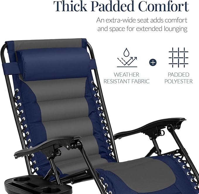 Best Choice Products Oversized Padded Zero Gravity Chair, Folding Outdoor Patio - Image 5