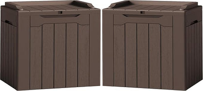 Flamaker 2 Pack Deck Box 31 Gallon Waterproof Resin Storage Box with Lid Indoor Outdoor Delivery Box Storage Bin for Patio Cushions (Deep Brown)
