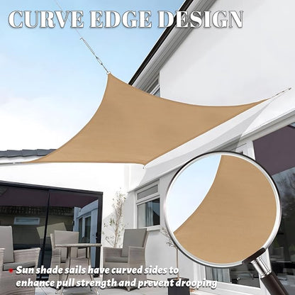 Sun Shade Sail 8'x19' Sand Rectangle Shade Cover Custom Size | 95% UV Block - Image 3