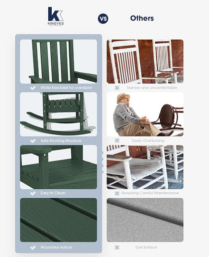 Oversized Outdoor Rocking Chair, HDPE Patio Rockers - Image 9