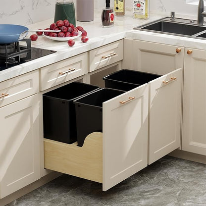 ROOMTEC 35QT Kitchen Trash Can, Sturdy and Lightweight Slim Trash Can, Trash Cans for Kitchen, Workspace, Bathroom, Office, Easy to Clean, 2-Pack, Black