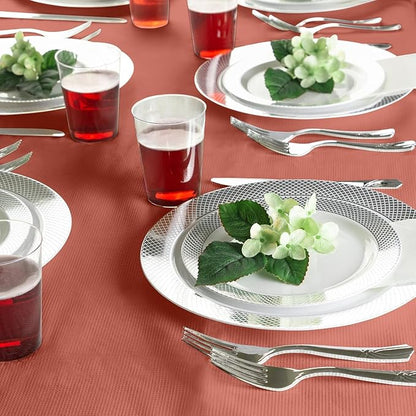 PARTY BARGAINS Disposable Table Covers - 54" X 108" [1 Count] Red Table Cover, 3 Ply Paper & Plastic Tablecloth
