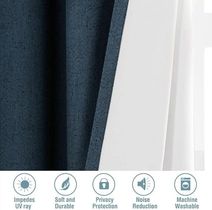 H.VERSAILTEX Primitive Linen Curtains 100% Blackout Curtain Drapes Burlap - Image 4