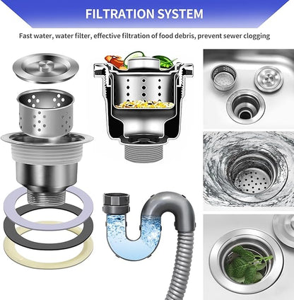 Outdoor Garden Sink Single Trough For Washing, Small Stainless Steel Utility Kitchen Hand Basin Station Sink Tub with Storage Shelve and Faucet, for Restaurant, Bar, Laundry, Garage, Backyard(60*45*80