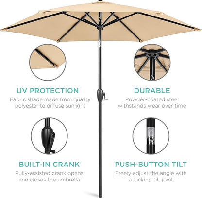 Best Choice Products 7.5ft Heavy-Duty Round Outdoor Market Table Patio Umbrella - Image 5
