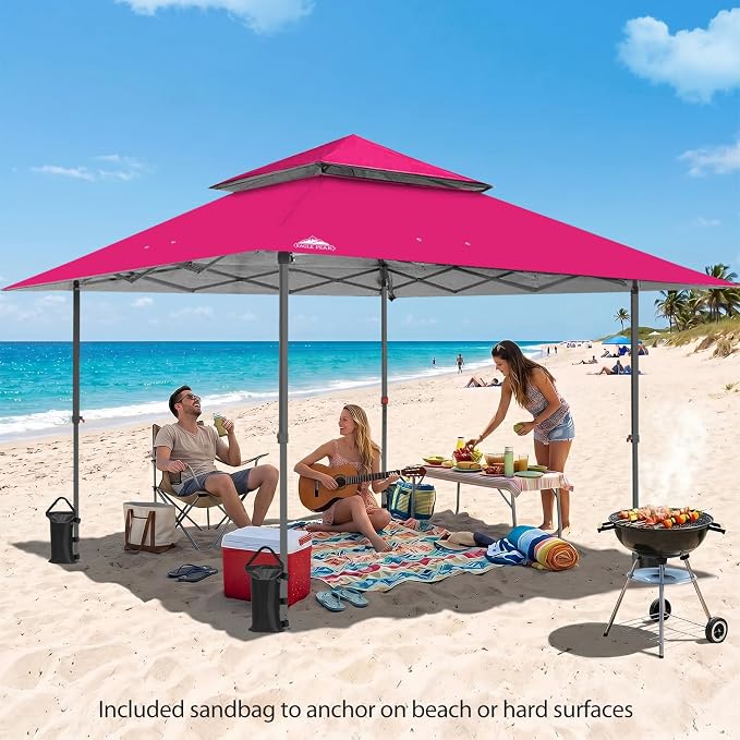 EAGLE PEAK 13x13 Pop Up Canopy Tent, Auto Extended Eaves, Deep Pink | Easy Setup - Image 8