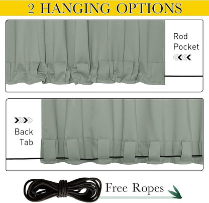 NICETOWN 2 Panels Thermal Outdoor Curtains Windproof W52xL72 Sage Green | - Image 2