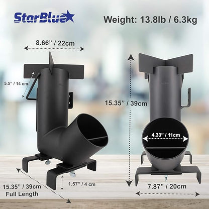 Camping Rocket Stove by StarBlue with FREE Carrying Bag - A Portable Wood Burning Camping Stove with Large Chamber Best for Outdoor Cooking, Camping, Picnic, BBQ, Hunting, Fishing