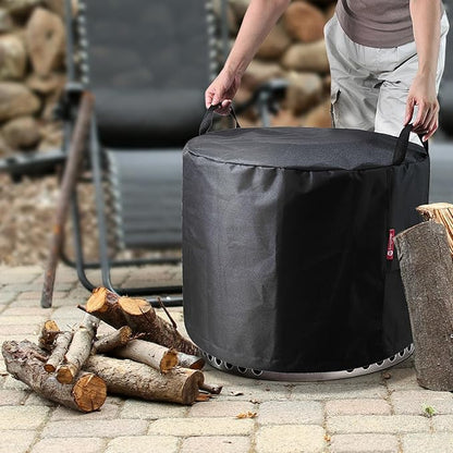 SheeChung Fire Pit Cover for Solo Stove Yukon 27",Outdoor Smokeless Round Firepit Covers,Waterproof 600D Tear Resistant,Air Vents,Weather Resistant-Fit for 24"-28" Gas/Table /Bowl Fire Pits,28"Dx18"H