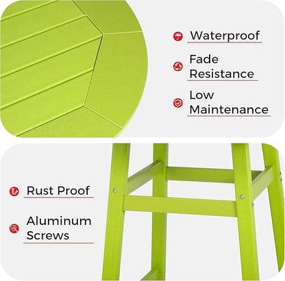 Costaelm Patio Bistro Table, 42" Counter Height Round Patio Cocktail Bar Table with Umbrella Hole, Outdoor Bistro Dining Pub Table for Front Porch Deck Backyard Garden, Lime