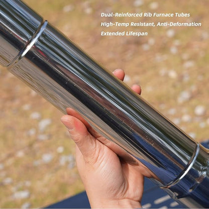 2-Pcs Heavy-Duty Stainless Steel Stove Pipes, 2.75-Inch Diameter, Reinforced Rolled-Edge, for CAMPJOURNEY Hot Tent Stoves & Camping Stoves (14.29-Inch Length)