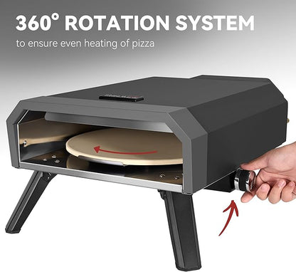 Outdoor Pizza Oven with 13-Inch Pizza Stone, 13,000 BTU, Portable Propane Gas Pizza Maker with Collapsible Legs for Backyard, Outdoor, Handmade Pizza, Black, GP1301-SC