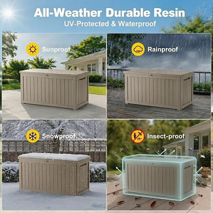 200 Gallon Outdoor Storage Box Resin Deck Box All Weather Waterproof Large - Image 4
