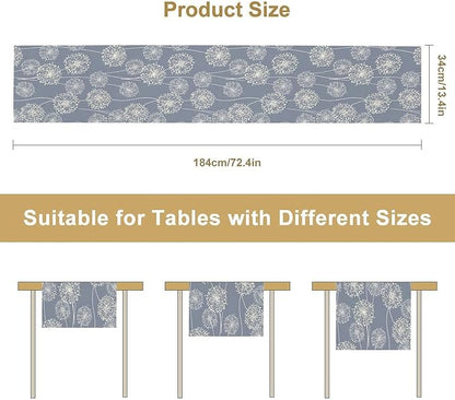 Dandelions Farmhouse Table Runner,Vintage Summer Fall Rustic Country Table Runner for Kitchen Coffee Dining Table Holiday Home Party Decor 13x120in