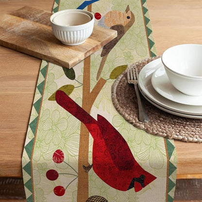 Seliem Summer Birds Tree Branches Table Runner, Cardinal Home Kitchen Dining Decor, Spring Seasonal Farmhouse Decorations Indoor Outdoor Party Supply 13 x 36 Inch