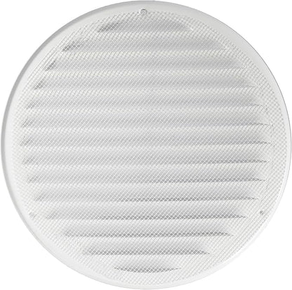 Repa Market 8 Inch (Opening Dimensions) Round Air Vent Cover/White Galvanized Steel Louvered Grill Cover with Mesh Screen/Wall or Ceiling Vent/HVAC Register for DIY Home Improvement
