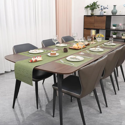 Myir JUN Table Runner, Vinyl Table Runner Indoor 72 Inch Long Arbitrarily Cropped Runner for Table Heatproof for Home Party (Green, 15 x 72 inch)