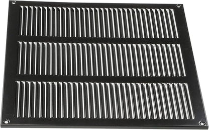 Repa Market 12x12 Inch Air Vent Cover/Black Galvanized Steel Louvered Grill Cover with Mesh Screen/Wall or Ceiling Vent/Durable Flush Mount HVAC Register for Indoor and Outdoor Ventilation
