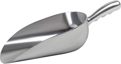 Cast Aluminum Utility Scoop - 38 oz. - Round Bottom, ice scoop For Multi-Purpose Use, With Finger Groove Handle (38 oz.)
