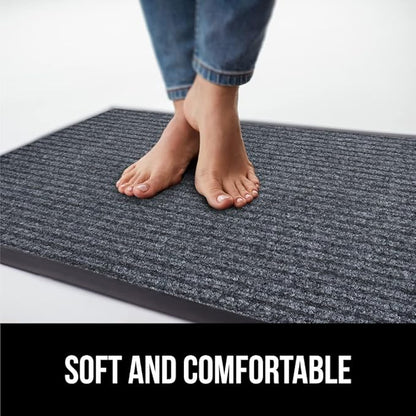 GORILLA GRIP Waterproof Traffic Guard Door Mat, 72x48, Heavy Duty Entryway Mats, Strong Rubber Back Commercial Utility Rugs for Office Hallway, Garage Floor and Home, Low Profile Carpet, Charcoal Gray