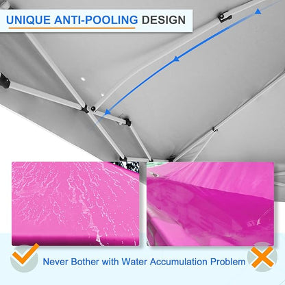 EAGLE PEAK Pop Up Canopy Tent with Wheeled Carry Bag, 8 Stakes, 4 Ropes, 4 Weight Bags, Easy Set Up Tent Canopy, 12x12 ft, 144sqft of Shade, Pink