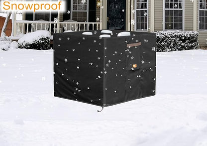 Fire Pit Cover 600D Heavy Duty Waterproof Fabric With PVC Coating Square 28" Wx 28" D x 25" H Black Fits for 26-28 Inch Fire Pit Table Fade Resistant Outdoor Firepit Cover