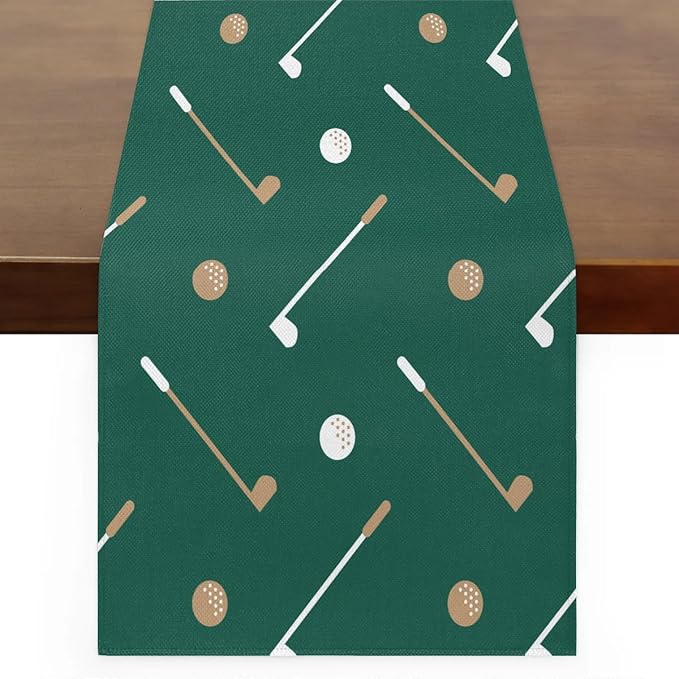 Golf Club Golf Ball Table Runner Kitchen Dining Table Runner 13*72in Table Center Decor for Indoor Outdoor Home Holiday Party