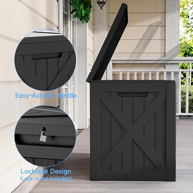 ROJIK 34 Gal Deck Box Waterproof, Resin Outdoor Storage - Image 6