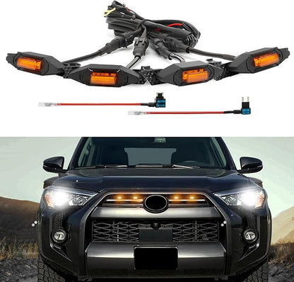SEVEN SPARTA 4 PCS Grill Led Lights Compatible with Toyota 4Runner 2020-2024, Including SR5, TRD Sport, Off-Road, Premium and Limited Grille, Fuse and Instruction Included (Amber)