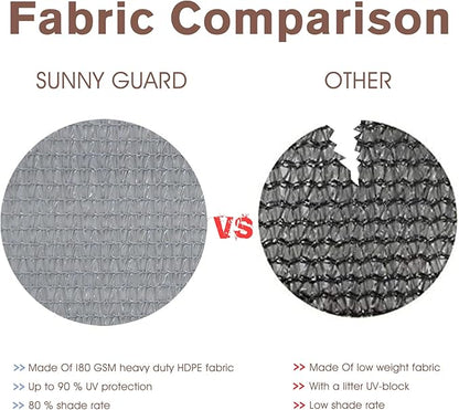 SUNNY GUARD 3'x10' Light Grey Balcony Deck Privacy Screen Fence, Apartments Railing, Heavy Duty Wind Screen for Outdoor,Deck,Backyard,Patio Privacy（We Make Custom Sizes）