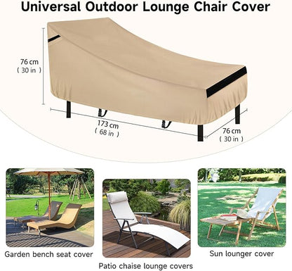 NEVERLAND Patio Chaise Lounge Cover - 420D Lounge Chair Covers Waterproof Outdoor with Air Vent and Adjuatable Buckles All Weather Protection - 68L x 30W x 30H inch Golden
