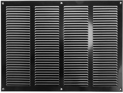 Repa Market Air Vent Cover 16x12 Inch (Outer Dimensions) Black Galvanized Steel Louvered Grill Cover with Mesh Screen/Wall or Ceiling Vent/HVAC Register for Indoor and Outdoor Ventilation