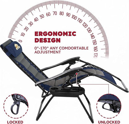 Colegence Oversized Padded Zero Gravity Chairs, 0-170° lock, removable side - Image 4