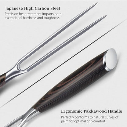 HOSHANHO Meat Fork 7 Inch, Razor Sharp Double-Prong Carving Fork for Meat, Professional Japanese High Carbon Stainless Steel Kitchen Serving Fork for Turkey and Barbecue