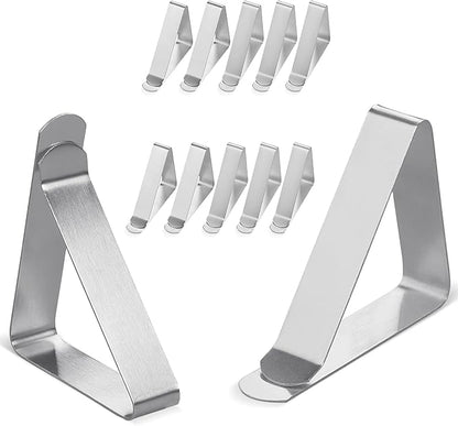 Large Tablecloth Clips [USA Based Brand]- 12 Pack Stainless Steel, Rust Proof Table Cloth Holding Clip - Perfect for Folding, Picnic, Party, and Outdoor Tables-Fits for 1.8~3 Inch Thick Table