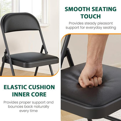 10 Pack Padded Folding Chairs, Portable Metal Foldable Chairs - Image 5